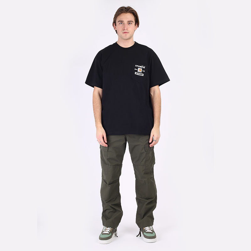 мужская черная футболка Carhartt WIP S/S Scramble Pocket T-Shirt I029983-black/white - цена, описание, фото 5